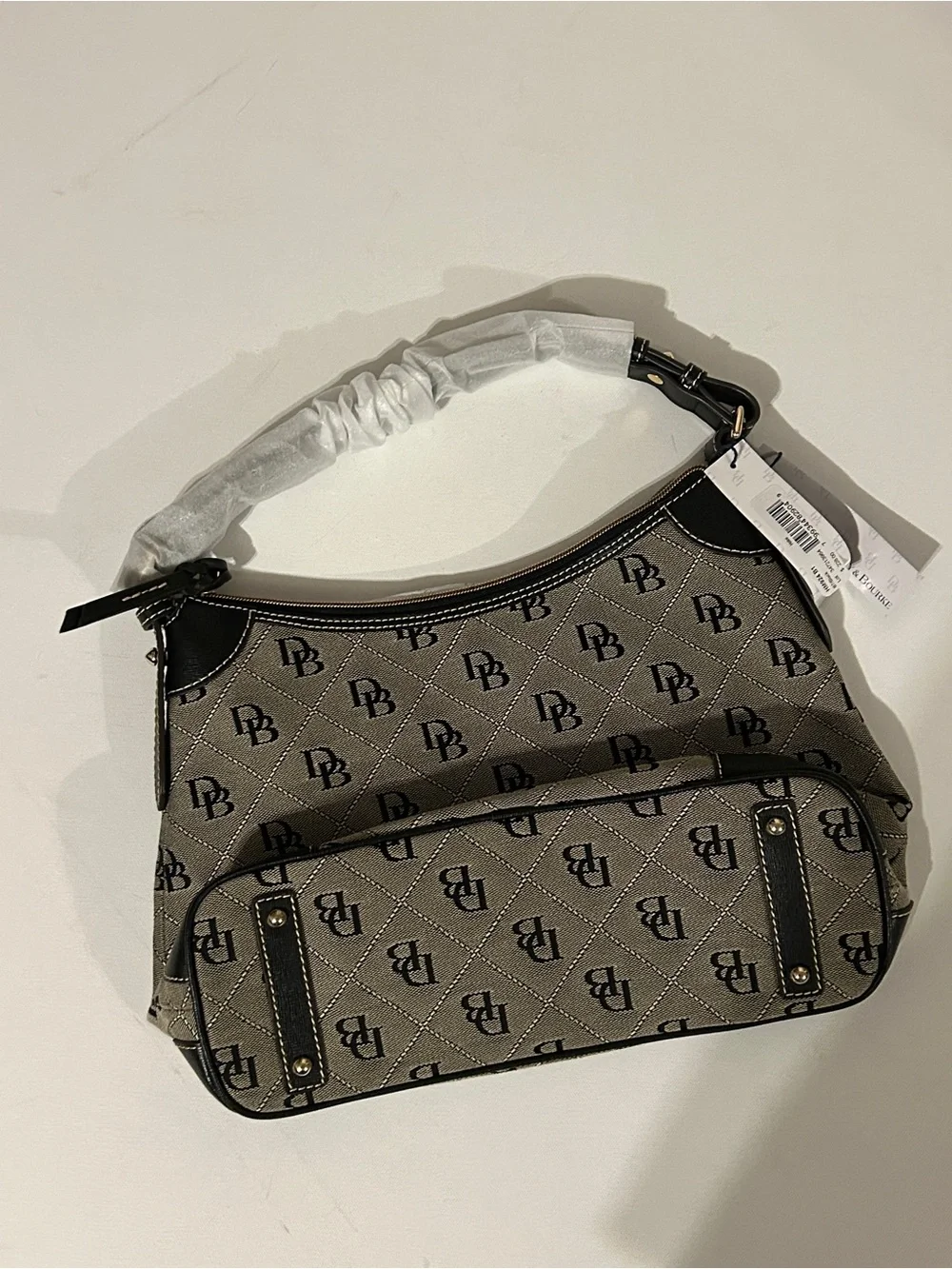 Dooney & Bourke Signature Monogram Hobo Shoulder Bag Black NWT $228